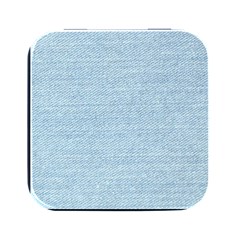 Blue Denim Texture, Macro Square Metal Box (black) by kyorashop23