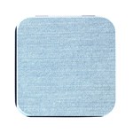 Blue Denim Texture, Macro Square Metal Box (Black) Front