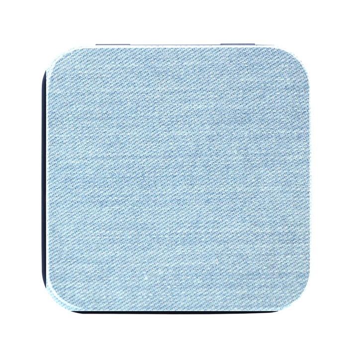 Blue Denim Texture, Macro Square Metal Box (Black)