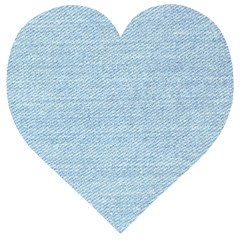 Blue Denim Texture, Macro Wooden Puzzle Heart by kyorashop23