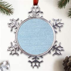 Blue Denim Texture, Macro Metal Large Snowflake Ornament by kyorashop23