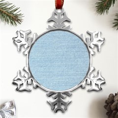 Blue Denim Texture, Macro Metal Small Snowflake Ornament by kyorashop23