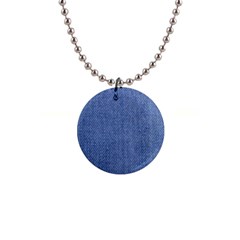 Blue Denim 1  Button Necklace