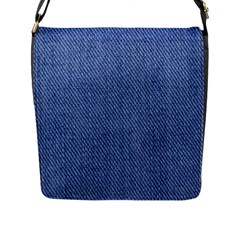 Blue Denim Flap Closure Messenger Bag (l) by kyorashop23