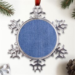 Blue Denim Metal Large Snowflake Ornament by kyorashop23