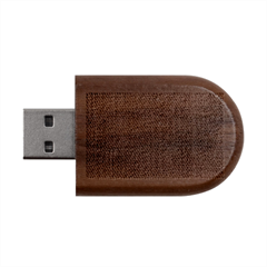 Blue Denim Wood Oval Usb Flash Drive