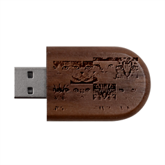 Breeds Of Cats Collage Wood Oval Usb Flash Drive