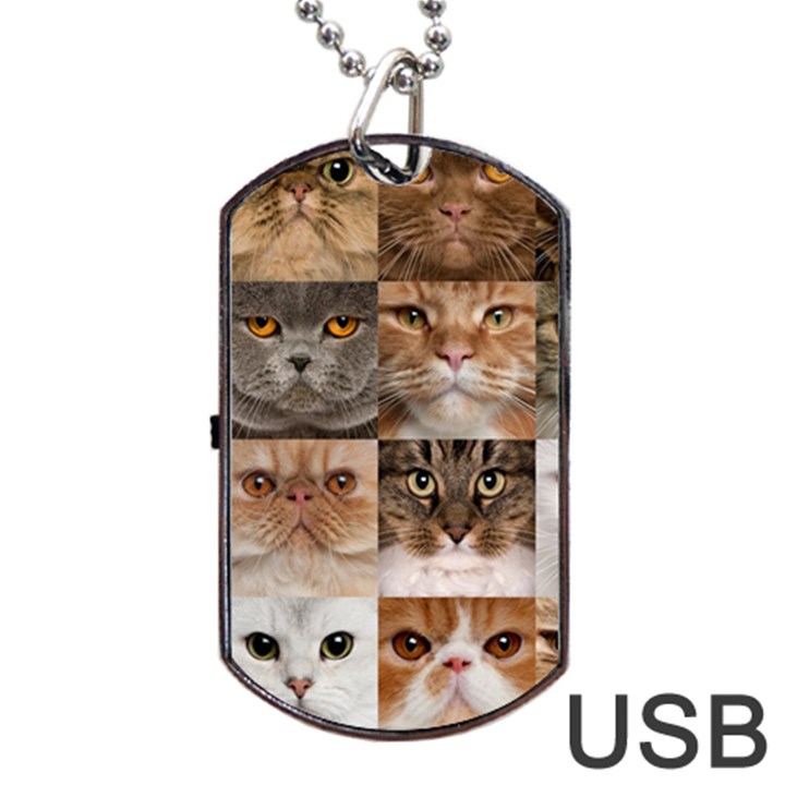 Breeds Of Cats Collage Dog Tag USB Flash (Two Sides)