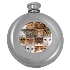 Breeds Of Cats Collage Round Hip Flask (5 Oz)