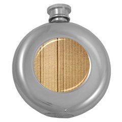 Brown Cardboard Texture Macro, Cardboard, Cardboard Round Hip Flask (5 Oz) by kyorashop23