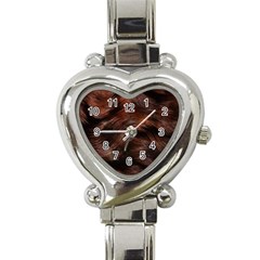 Brown Wool Texture Heart Italian Charm Watch by kyorashop23