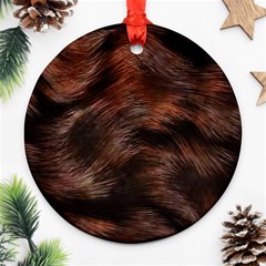 Brown Wool Texture Round Ornament (two Sides)