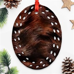 Brown Wool Texture Oval Filigree Ornament (two Sides)