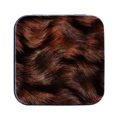 Brown Wool Texture Square Metal Box (black) by kyorashop23