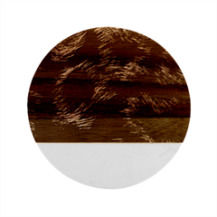 Brown Wool Texture Marble Wood Coaster (round)