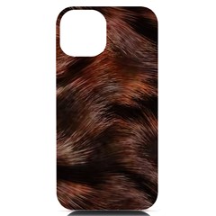 Brown Wool Texture Iphone 14 Black Uv Print Case by kyorashop23