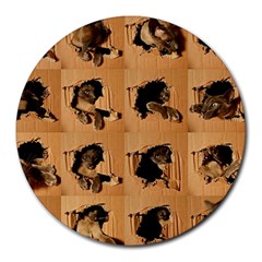 Carton, Brown Round Mousepad by kyorashop23