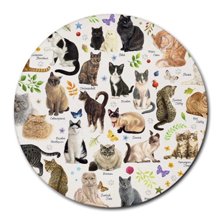 Cats, All, Collage, Cat Round Mousepad