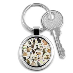 Cats, All, Collage, Cat Key Chain (round) by kyorashop23