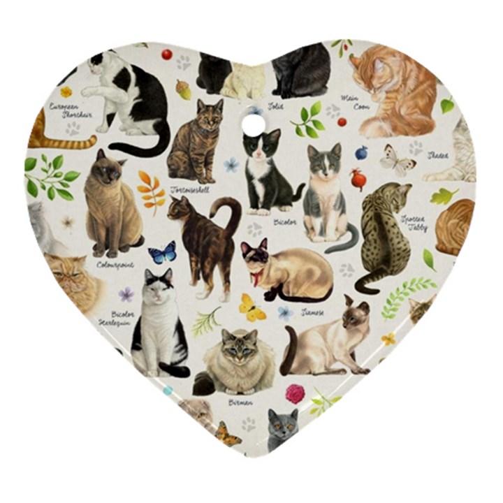 Cats, All, Collage, Cat Heart Ornament (Two Sides)