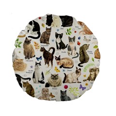 Cats, All, Collage, Cat Standard 15  Premium Round Cushions by kyorashop23