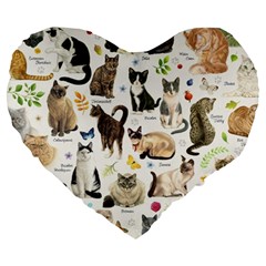 Cats, All, Collage, Cat Large 19  Premium Heart Shape Cushions by kyorashop23