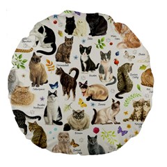 Cats, All, Collage, Cat Large 18  Premium Round Cushions by kyorashop23