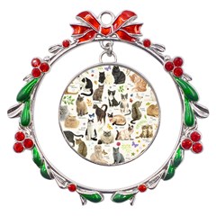 Cats, All, Collage, Cat Metal X mas Wreath Ribbon Ornament