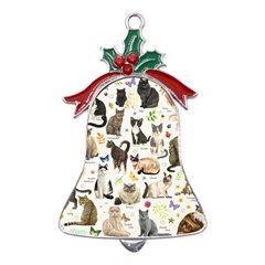 Cats, All, Collage, Cat Metal Holly Leaf Bell Ornament