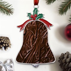 Chocolate Texture, Dark Chocolate Background Metal Holly Leaf Bell Ornament