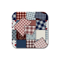 Cloth Patches Texture Macro, Patches Of Cloth Rubber Square Coaster (4 Pack) by kyorashop23