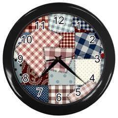 Cloth Patches Texture Macro, Patches Of Cloth Wall Clock (black) by kyorashop23