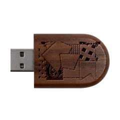 Cloth Patches Texture Macro, Patches Of Cloth Wood Oval Usb Flash Drive by kyorashop23