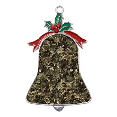 Camouflage Army Survival Uniform Metal Holly Leaf Bell Ornament by Posterlux