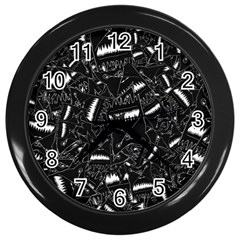 Cryptic Creature Pattern Wall Clock (black) by dflcprintsclothing