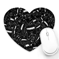 Cryptic Creature Pattern Heart Mousepad by dflcprintsclothing