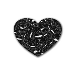 Cryptic Creature Pattern Rubber Heart Coaster (4 Pack) by dflcprintsclothing