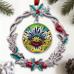 River Roots Metal X mas Wreath Holly Leaf Ornament