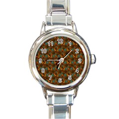 Blue Bloom Bouquet Round Italian Charm Watch