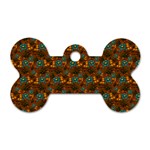 Blue Bloom Bouquet Dog Tag Bone (Two Sides) Front