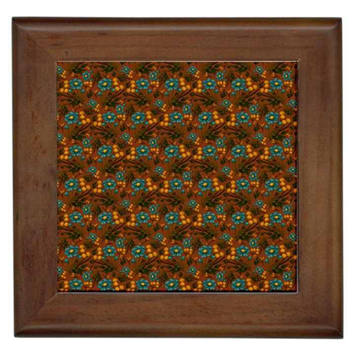 Blue Bloom Bouquet Framed Tile