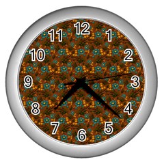 Blue Bloom Bouquet Wall Clock (silver) by GeekLover