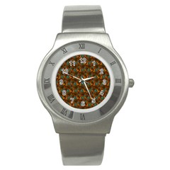 Blue Bloom Bouquet Stainless Steel Watch