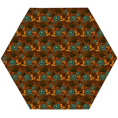 Blue Bloom Bouquet Wooden Puzzle Hexagon by GeekLover