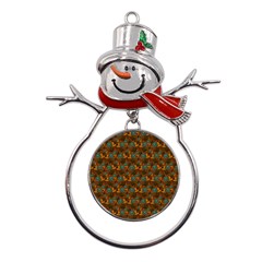 Blue Bloom Bouquet Metal Snowman Ornament by GeekLover