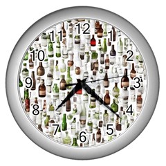 Bottle Chic Print Patterns Wall Clock (silver) by BellaVistaTshirt02