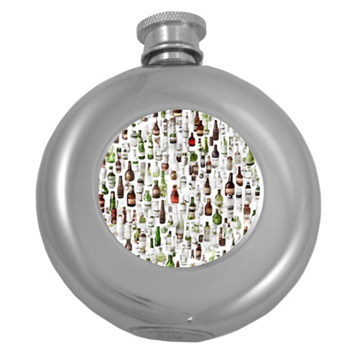 Bottle Chic Print Patterns Round Hip Flask (5 oz)