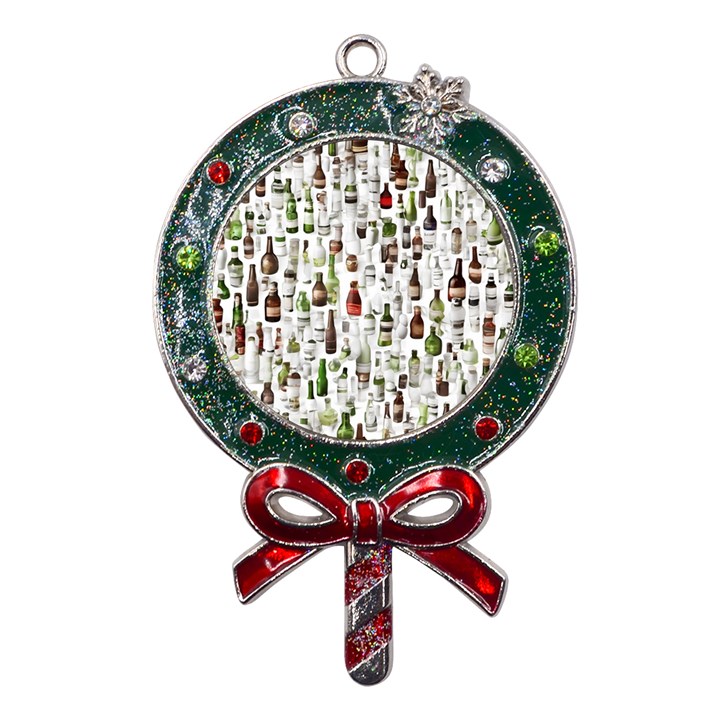 Bottle Chic Print Patterns Metal X Mas Lollipop with Crystal Ornament