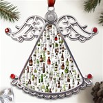 Bottle Chic Print Patterns Metal Angel with Crystal Ornament Front