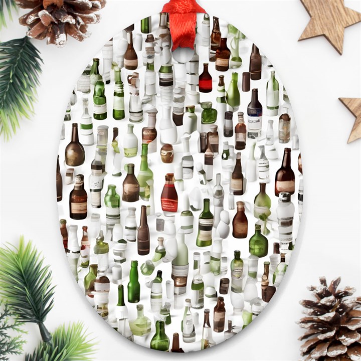 Bottle Chic Print Patterns Oval Ornament (Two Sides)